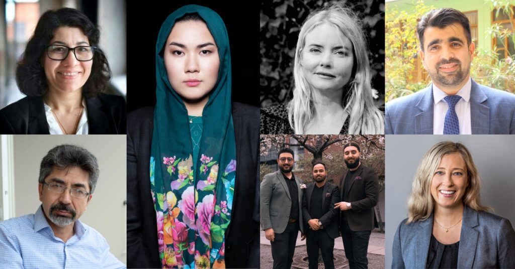 Kollage av bilder på medverkande under evenemanget "En kväll för Afghanistan".
